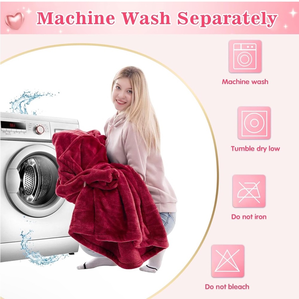 Unisex Wearable Weighted Hoodie Blanket has Pocket One Size Fits All Burgundy ❤️ - Picture 4 of 12